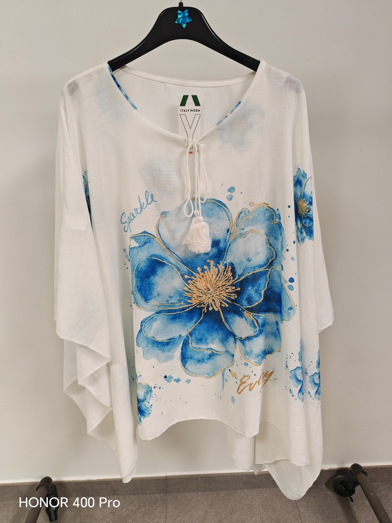 Blouse voile "Isabeau" Bleu roi