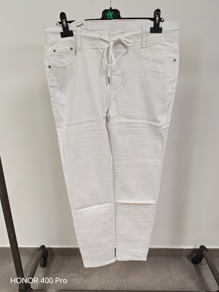 Jeans blanc taille élastique Slim