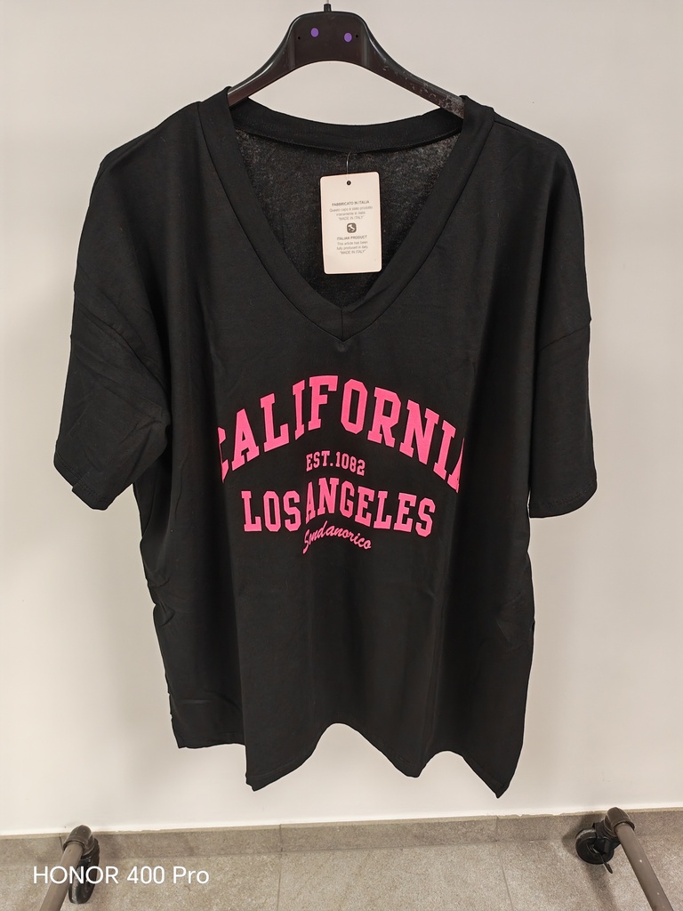T-shirt California noir et rose