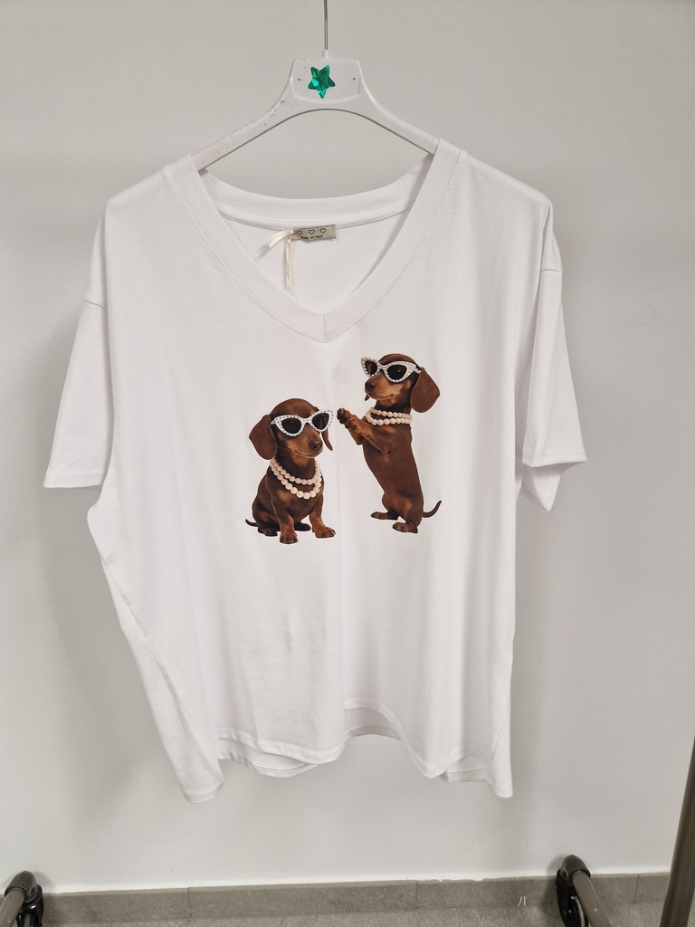 T-shirt Teckel duo lunettes