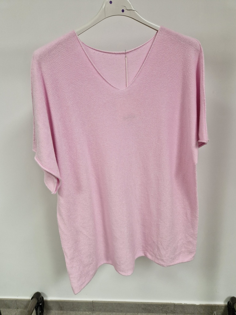 Pull "Mabel" courtes manches Col V Rose pâle