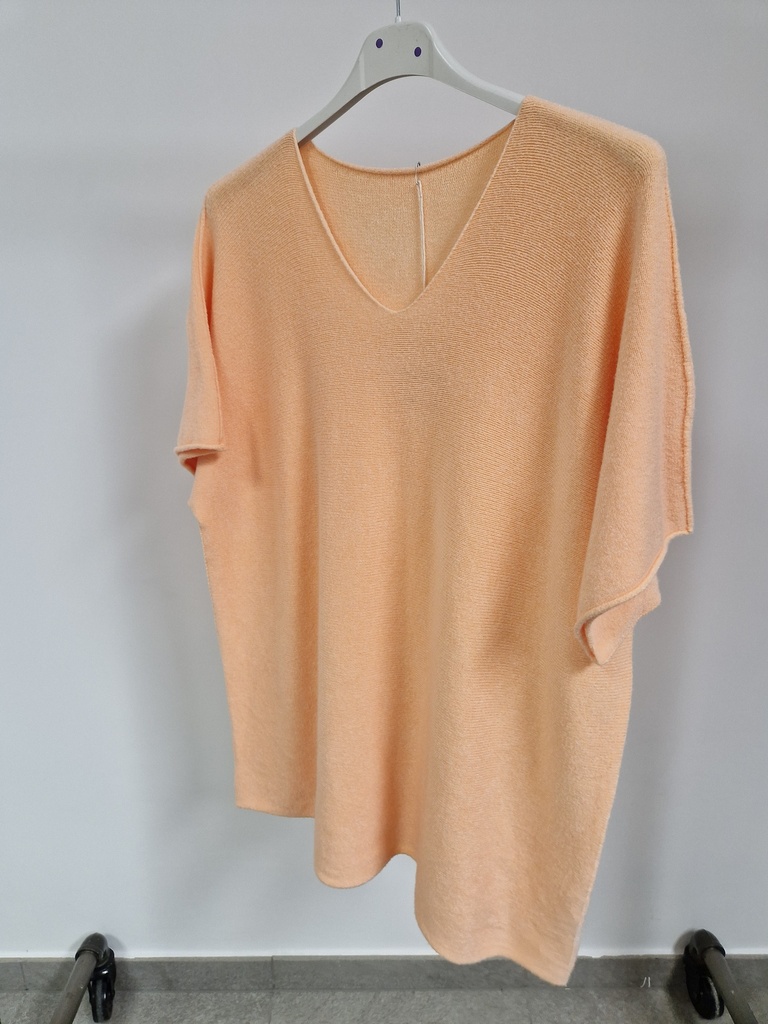 Pull "Mabel" courtes manches Col V Saumon