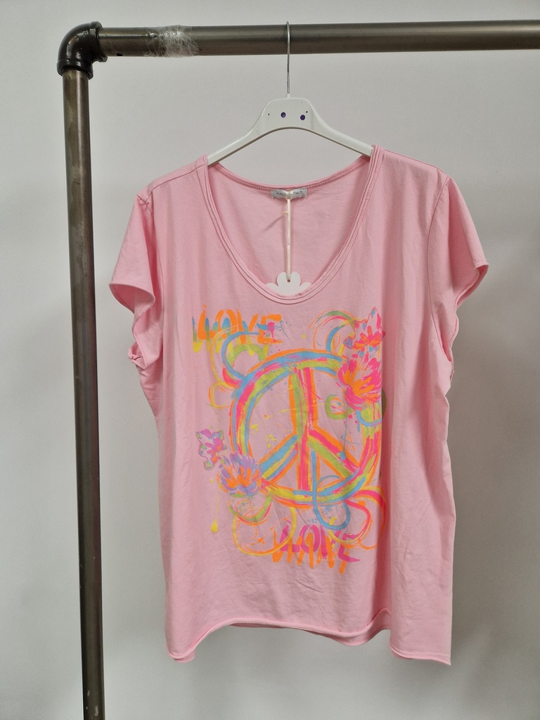 T-shirt Peace and Love rose