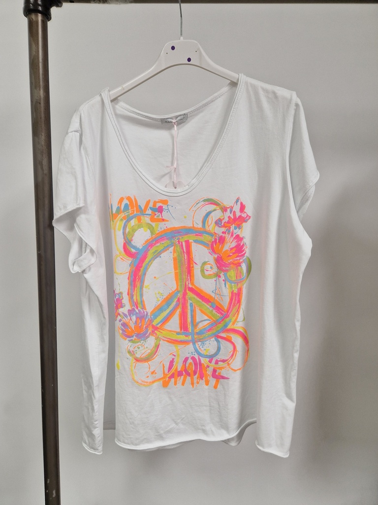 T-shirt Peace and Love blanc