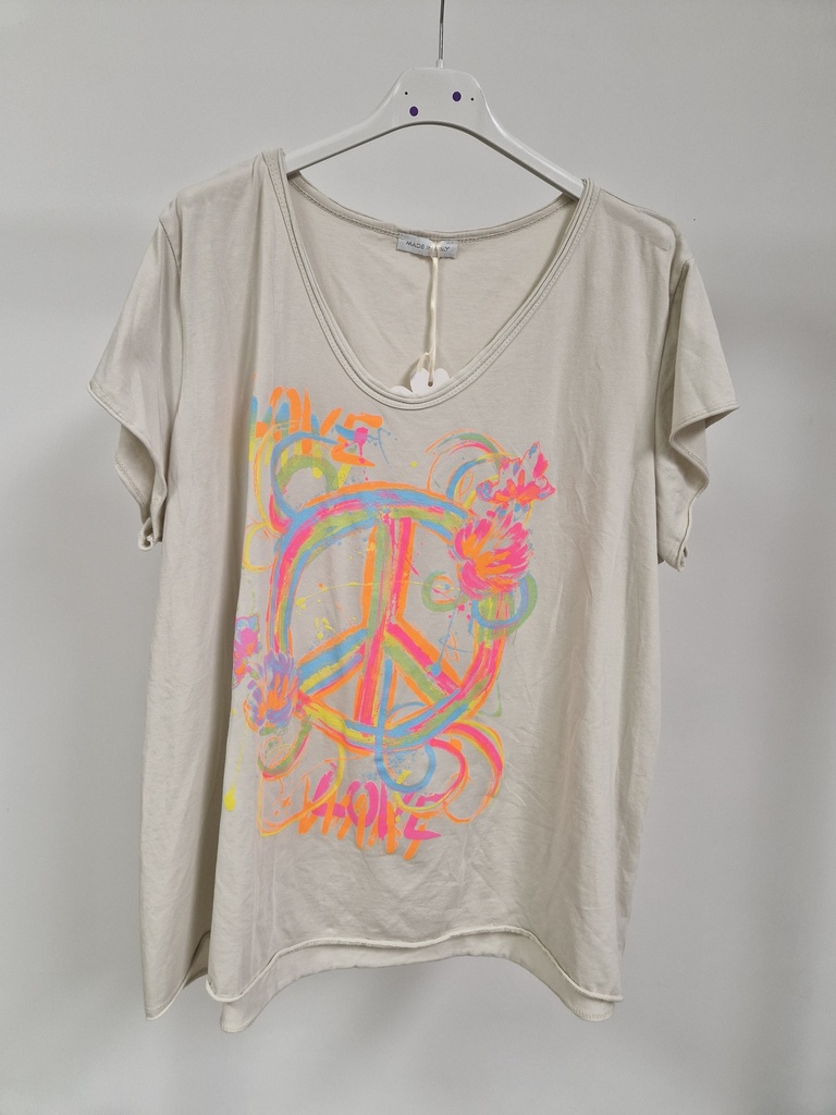 T-shirt Peace and Love beige