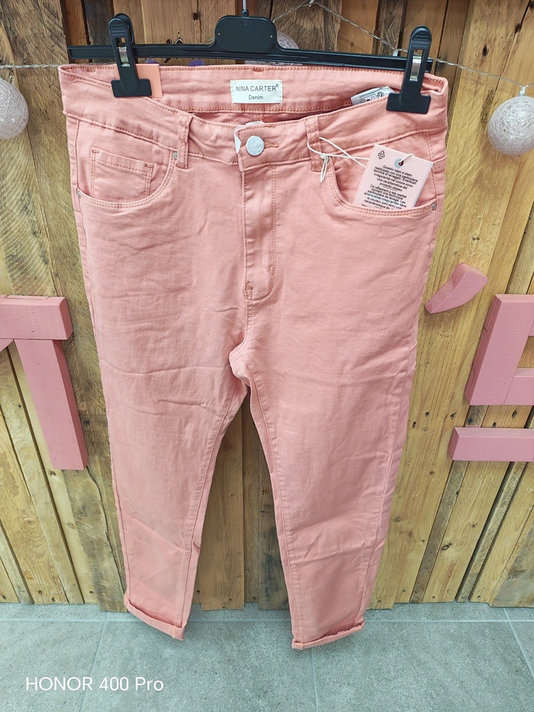 Pantalon coton Flare "Inès" Nina Carter Saumon