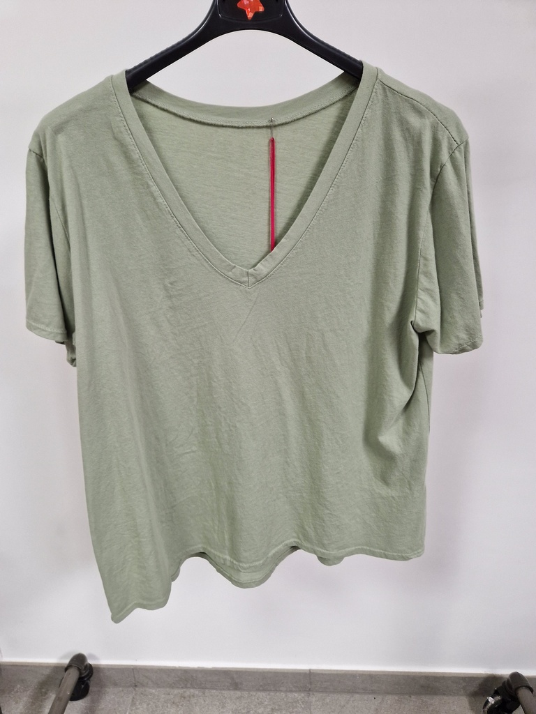 T-shirt "Mélis" unis col V Kaki