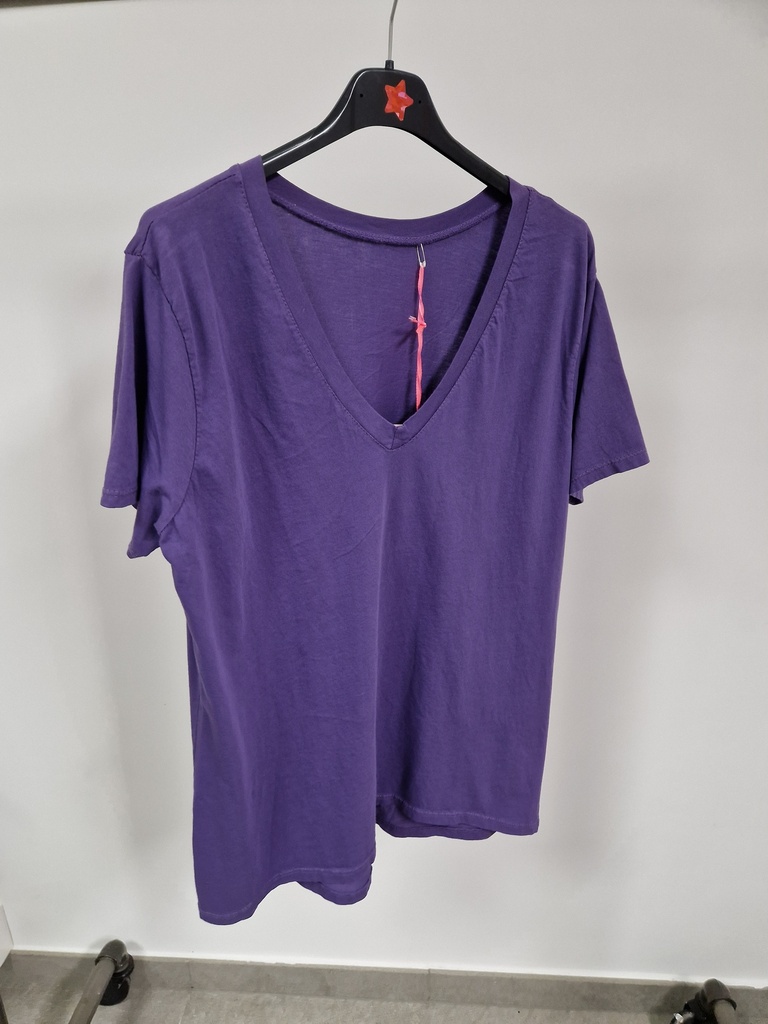 T-shirt "Mélis" unis col V Mauve