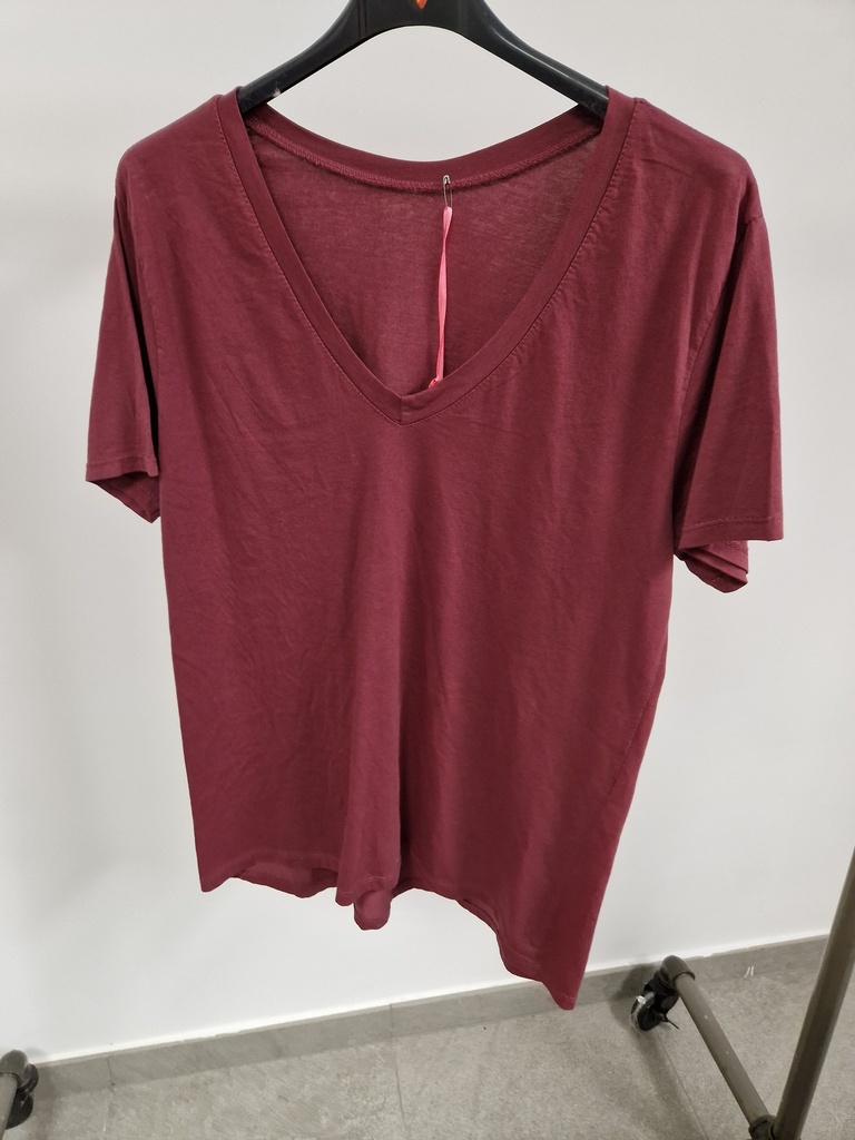 T-shirt "Mélis" unis col V Aubergine