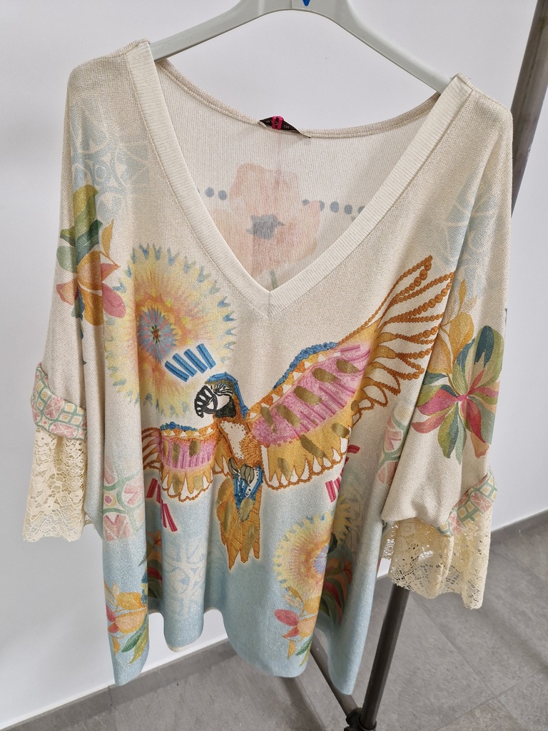 Blouse "Shaina" brillante perroquet