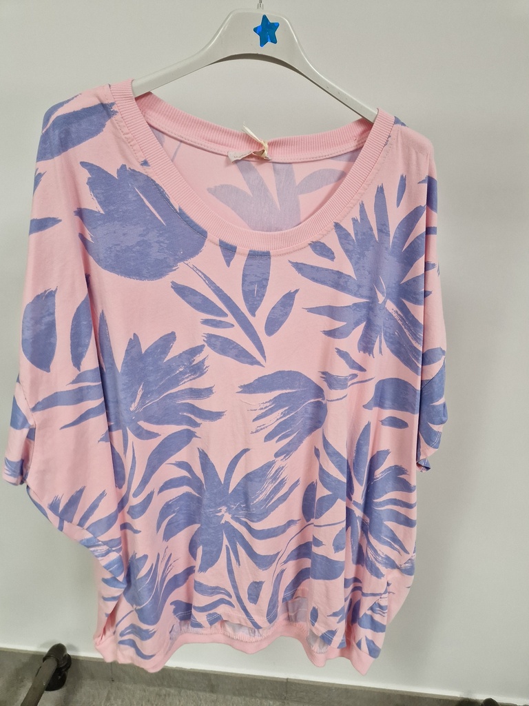 T-shirt "Flower Power" Rose & bleu