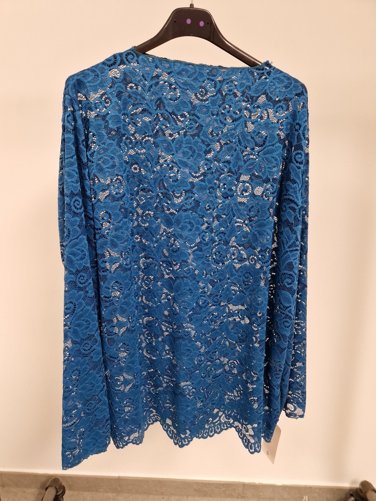Top dentelle turquoise longues manches