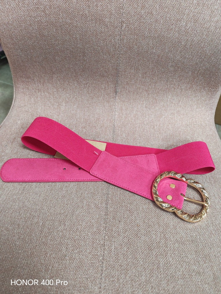 Ceinture fuschia boucle dorée- 6cm