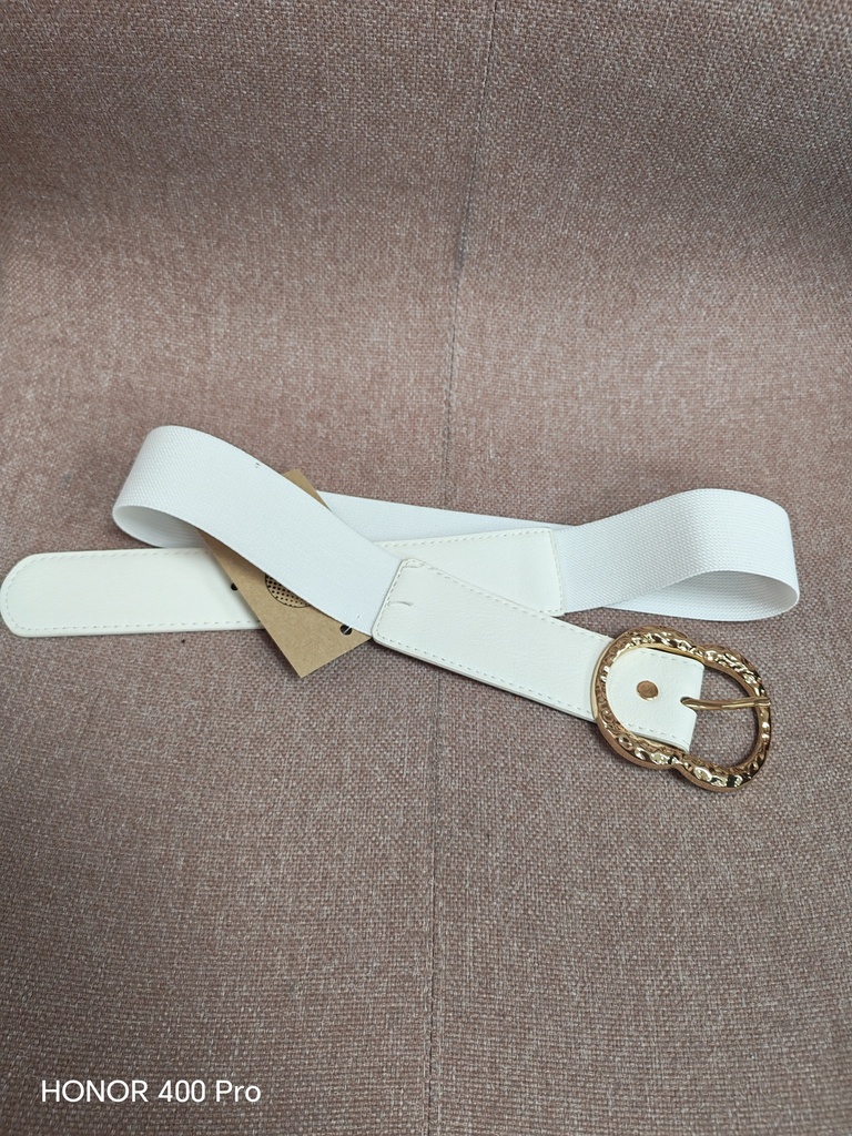 Ceinture petite blanche boucle dorée- 4cm