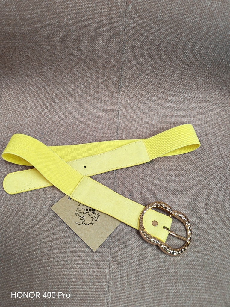 Ceinture petite jaune boucle dorée - 4cm