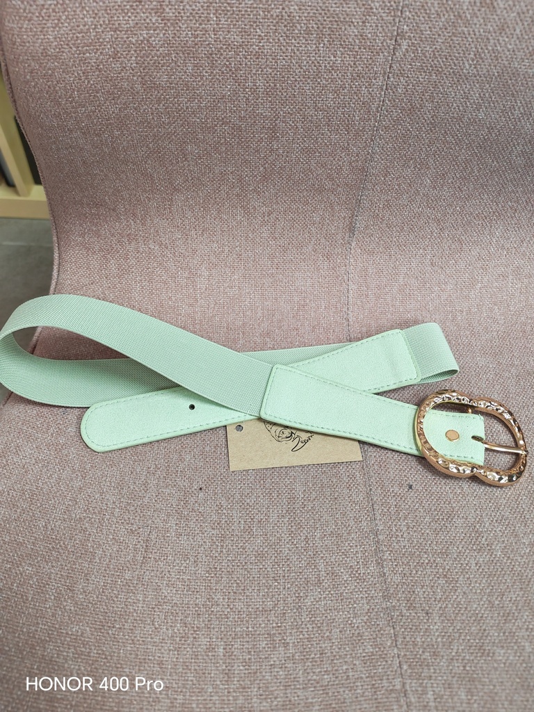 Ceinture petite vert eau boucle dorée- 4cm