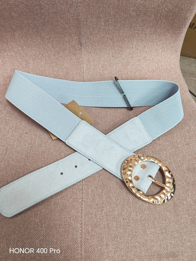 Ceinture moyenne bleu ciel boucle dorée- 5cm