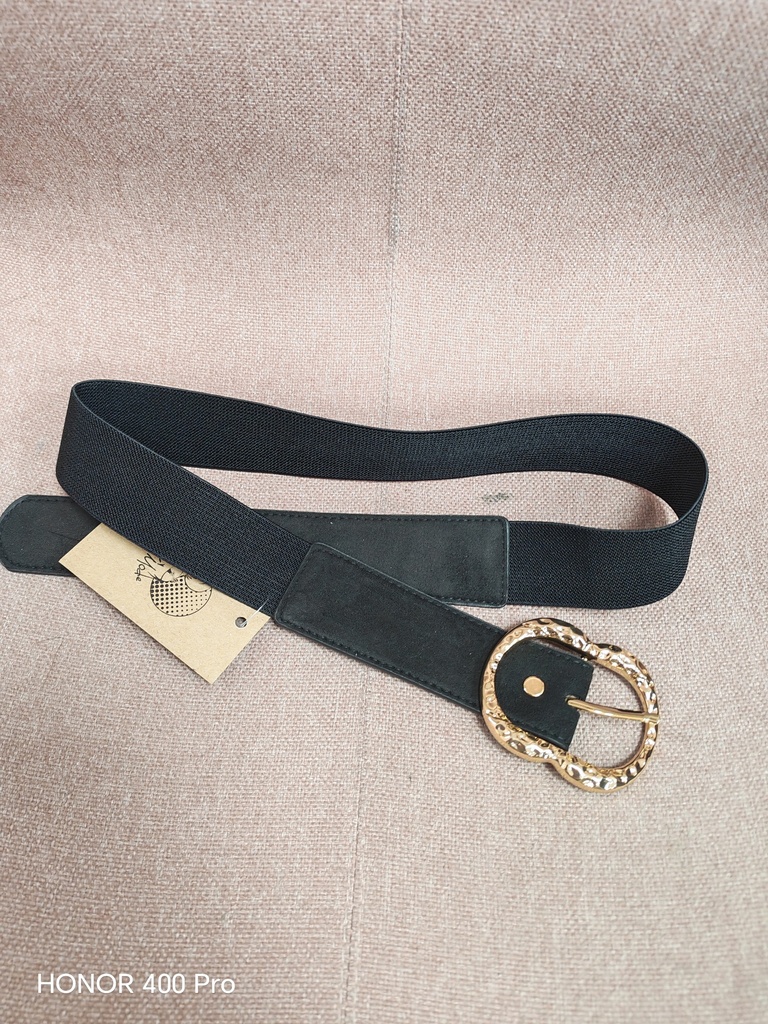 Ceinture petite noire boucle dorée- 4cm