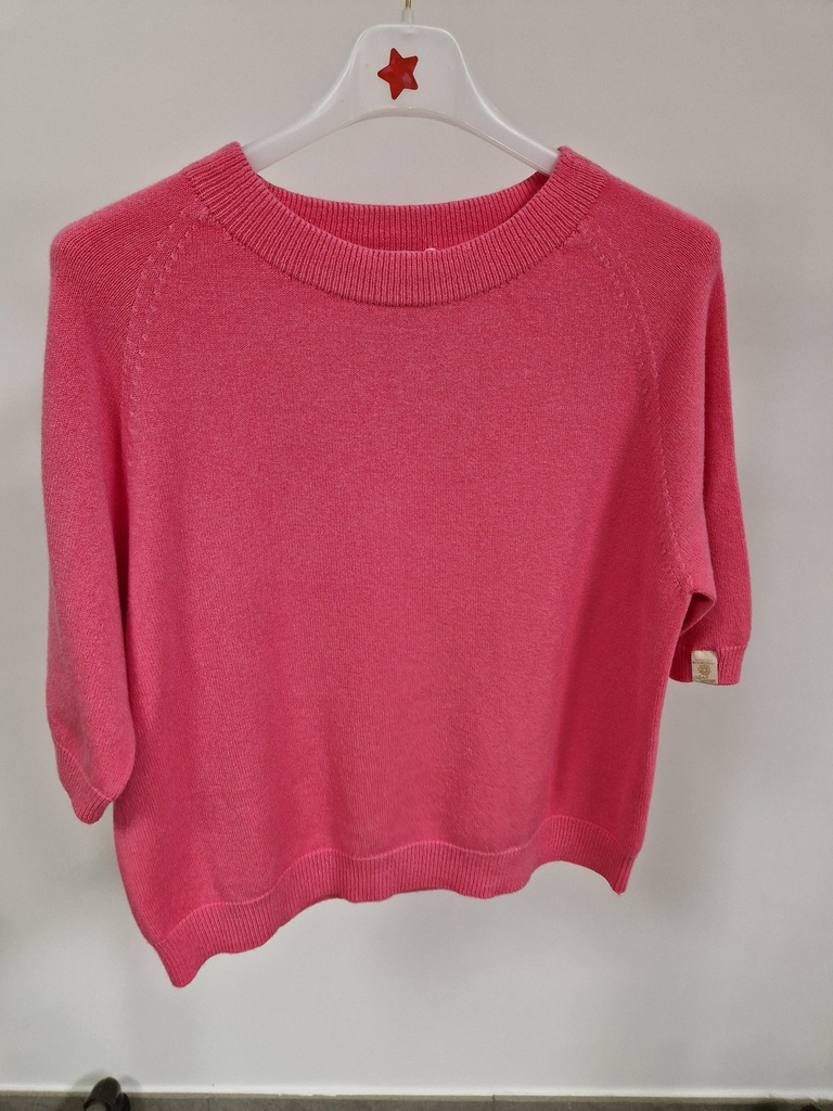 Pull Thessa manches courtes fuschia