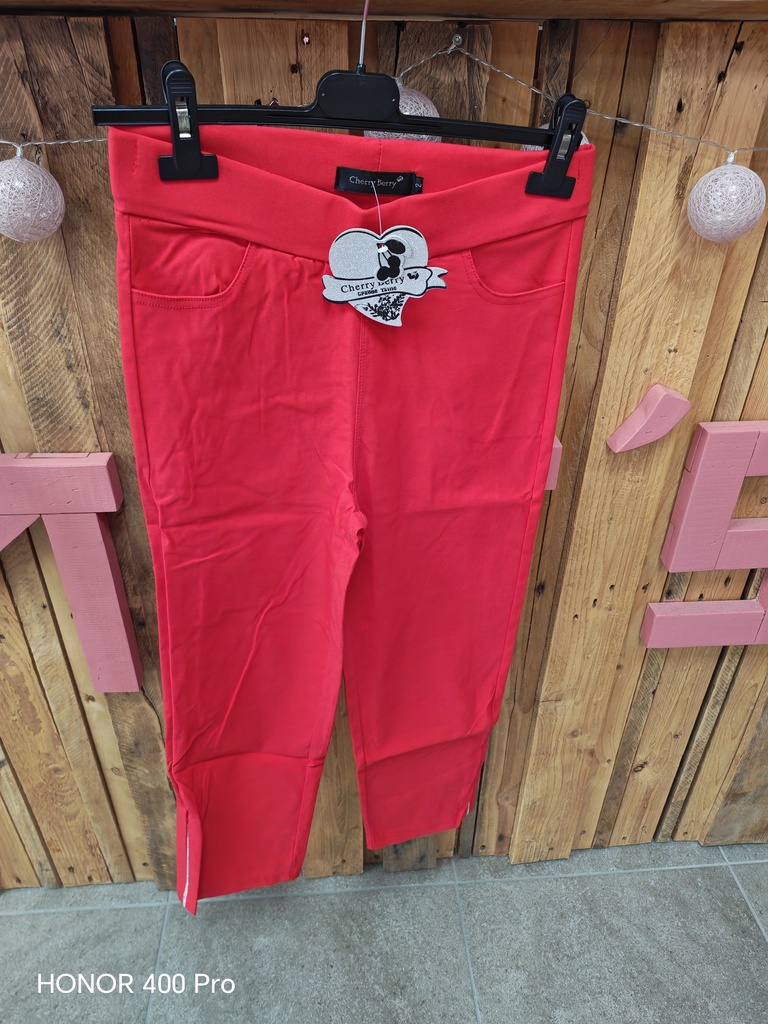 Pantacourt "Mia" Rouge liseré argenté