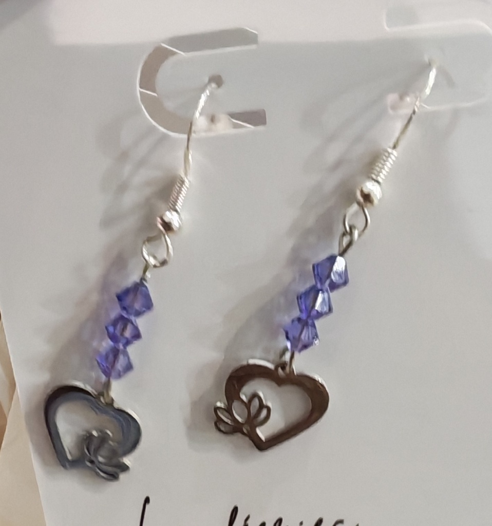 Boucles d'oreilles argentées Coeur Lotus Toupies Iris