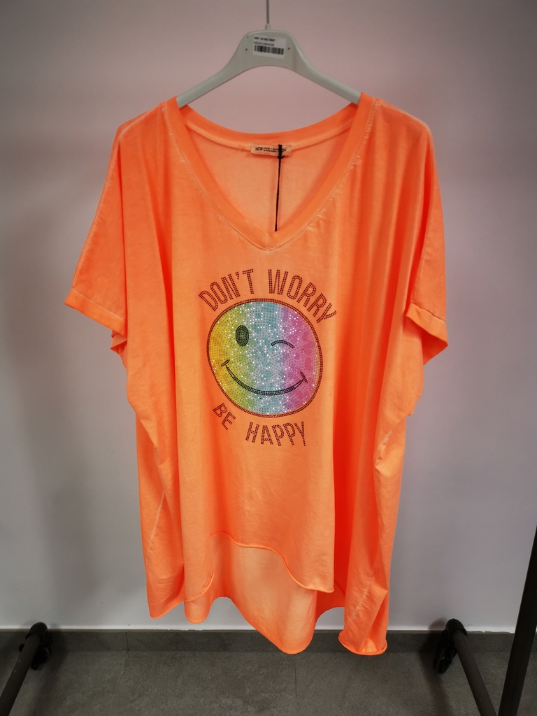 T-shirt "Be Happy" strass Smiley
