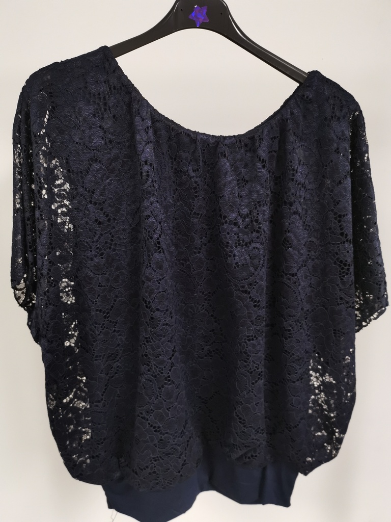 Blouse dentelle Margie bleu marine