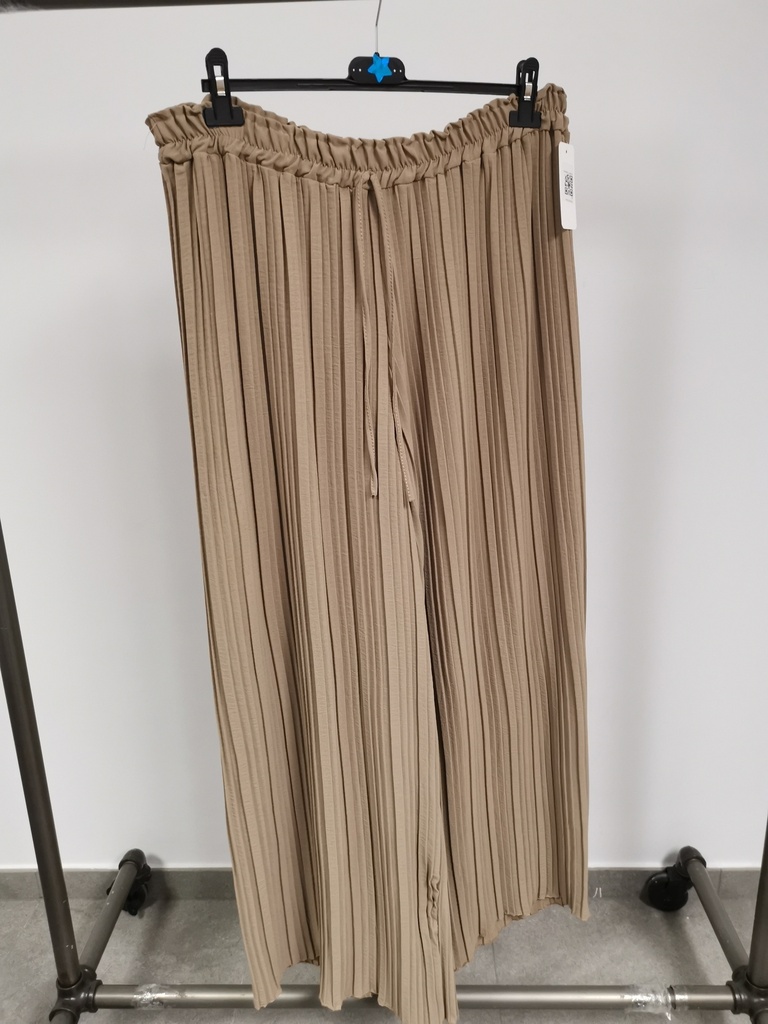 Pantalon palazzo plissé beige