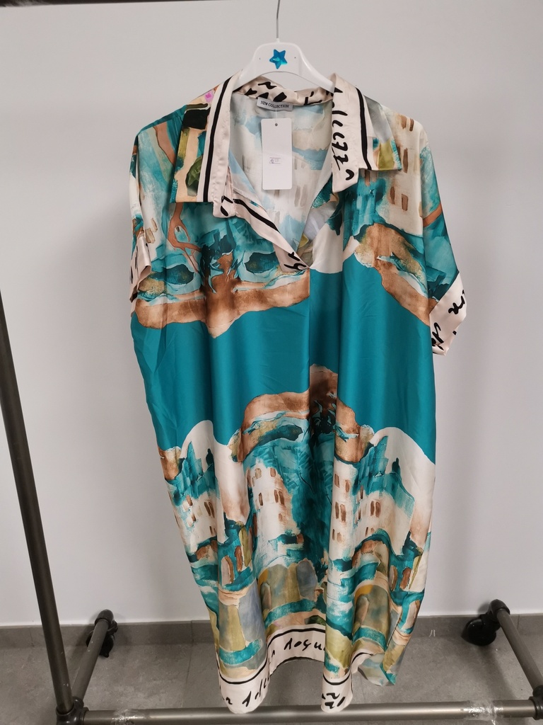 Robe satinées paysage Turquoise