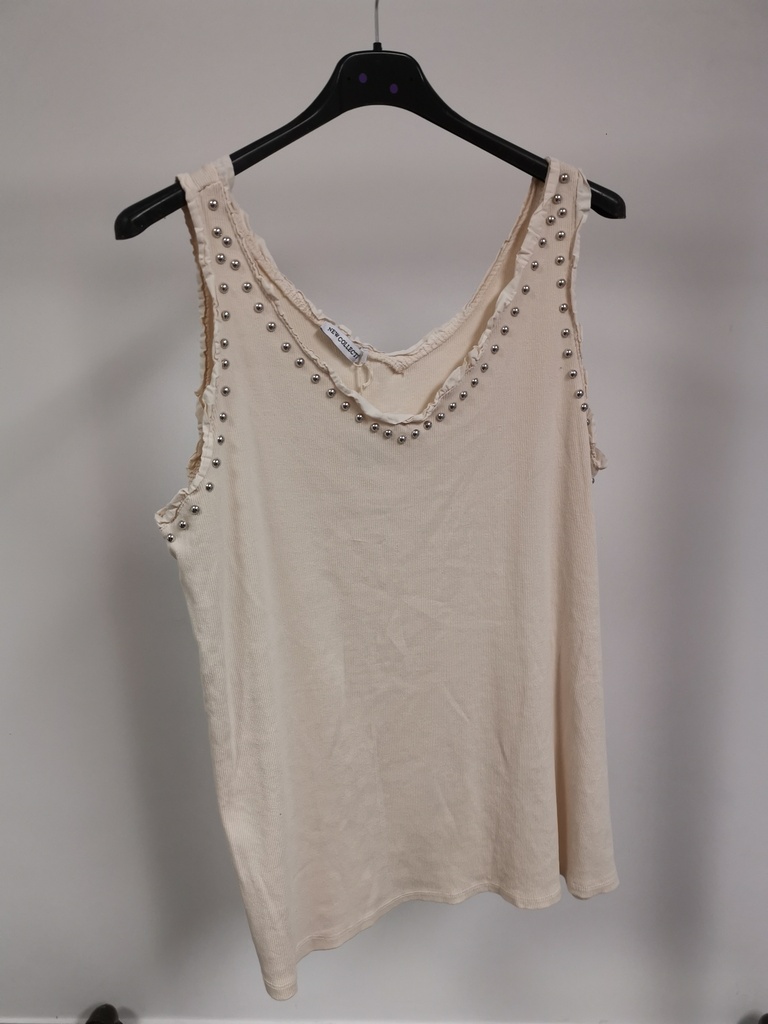 Tank top clouté écru