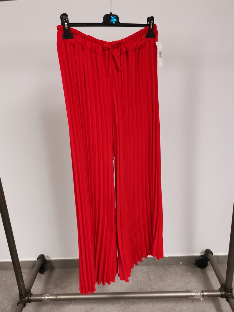 Pantalon palazzo plissé Rouge