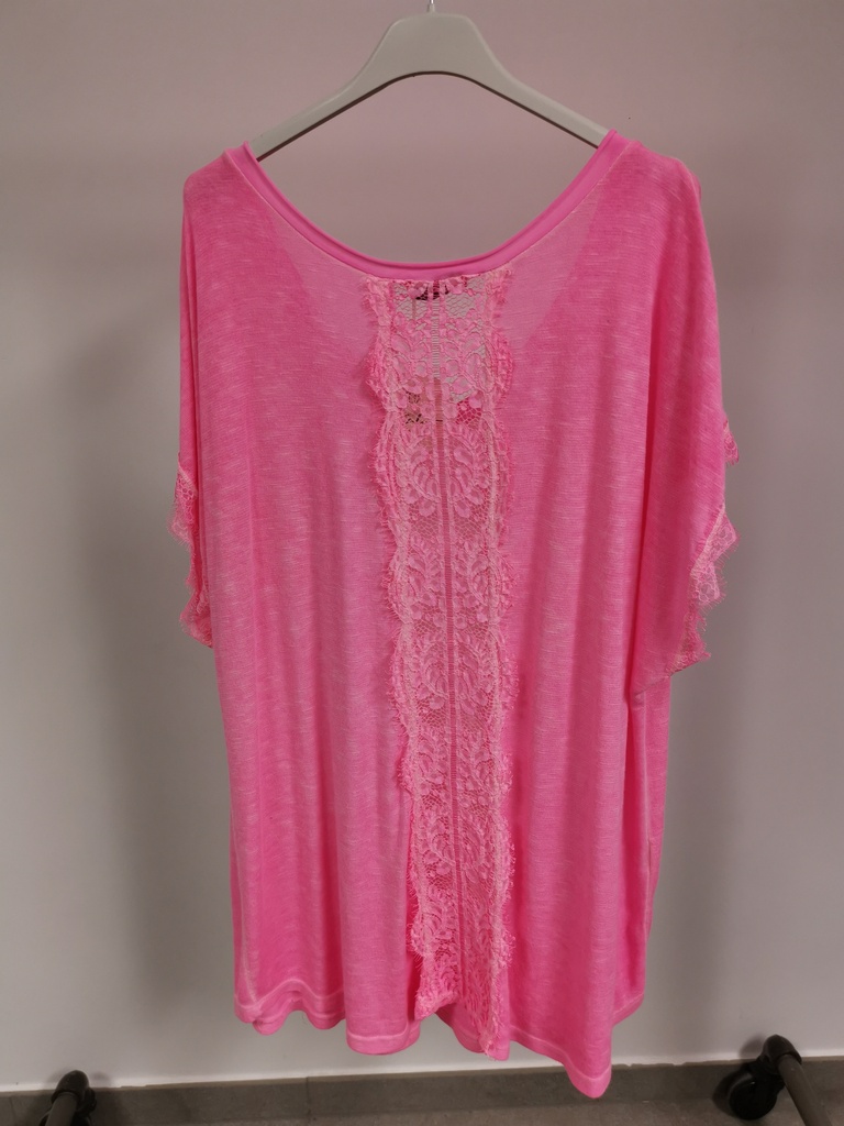 Blouse dentelle dos "Ally" rose fluo