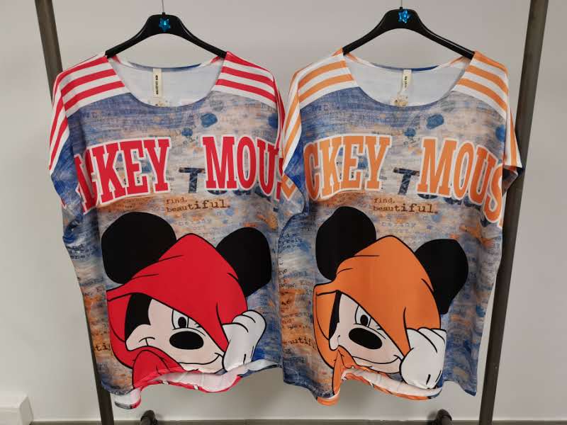 Blouse Mickey fond orange et marine