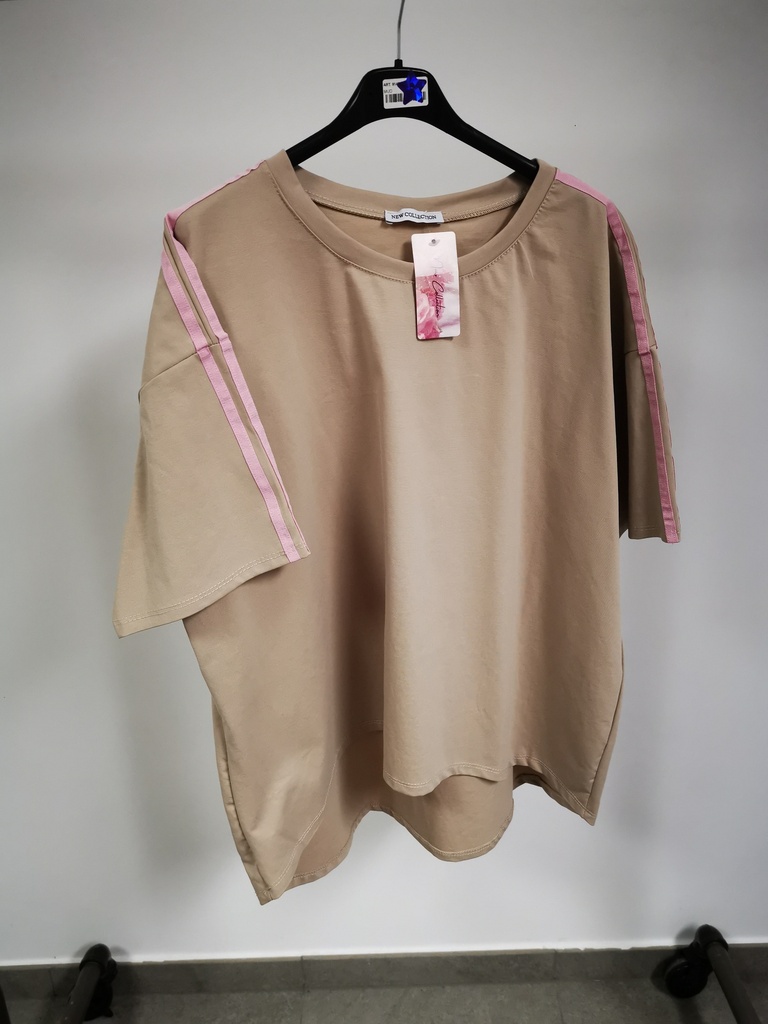 Blouse "Adidi" rose lignes beige