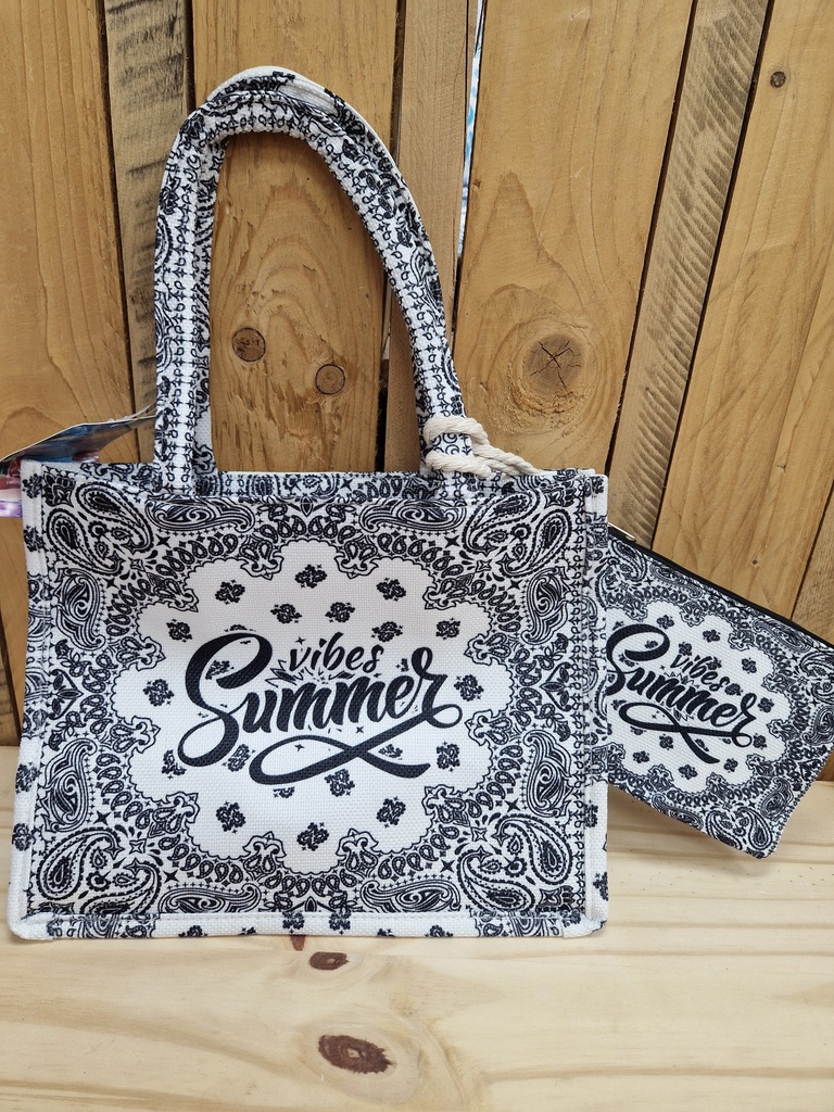Sac + pochette "Summer Vibes" noir