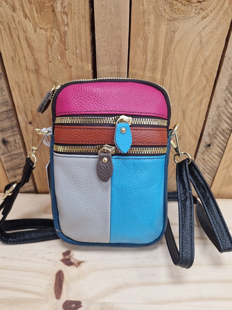 Pochette sac "Coloria" cuir fuchsia