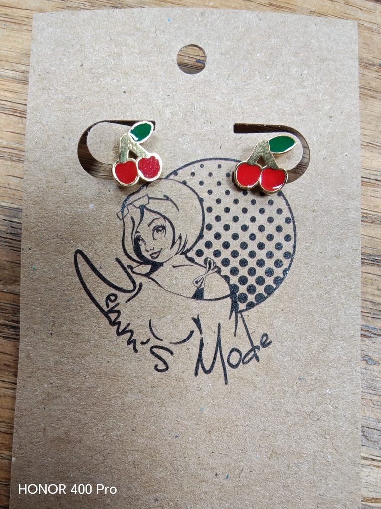 Boucles d'oreilles Acier Chirurgical dorées Cerises
