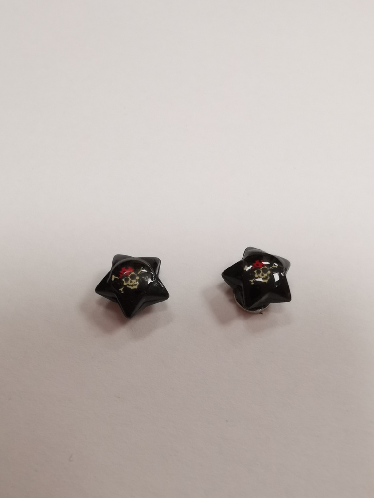 Boucles d'oreilles aimantées "Skull pirate rouge" UNITAIRE