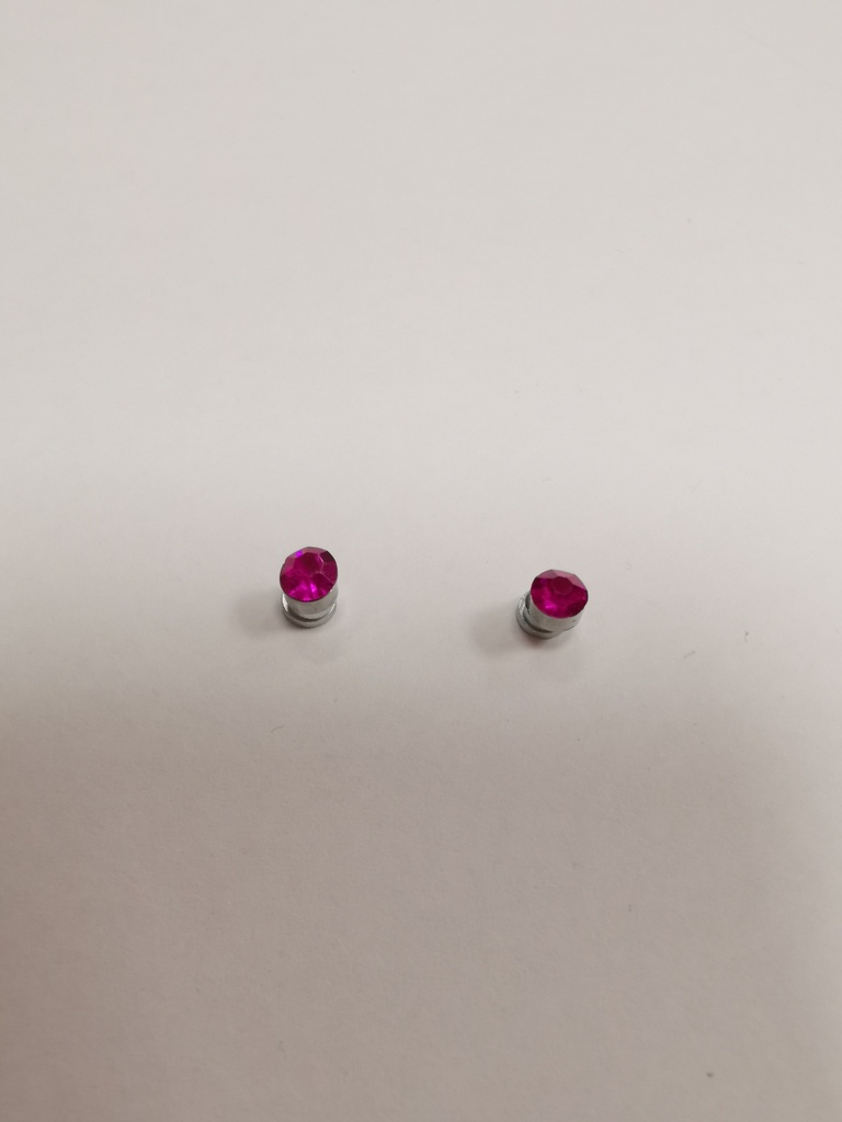 Boucles d'oreilles aimantées strass 6mm magenta