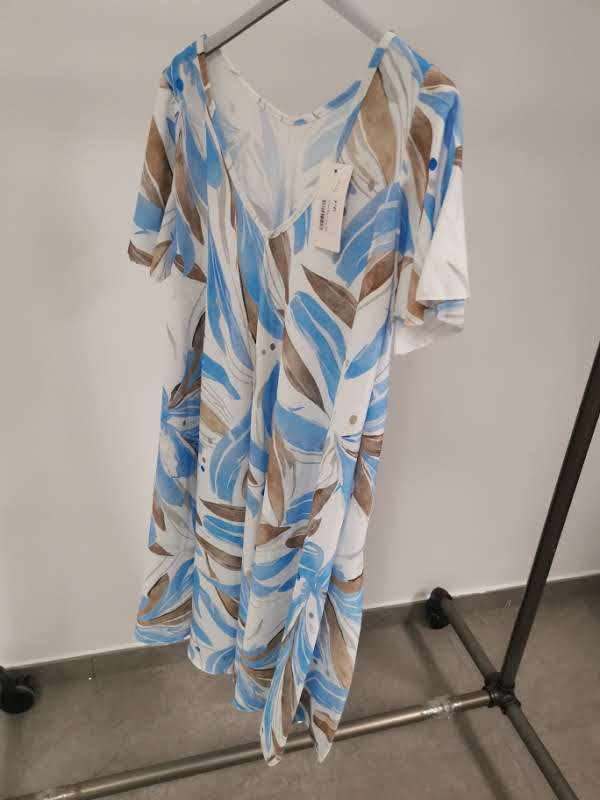 Robe "Suri" feuillage bleu ciel