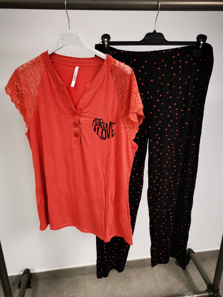 Pyjama "More Love" Terra cotta avec pantalon + t-shirt