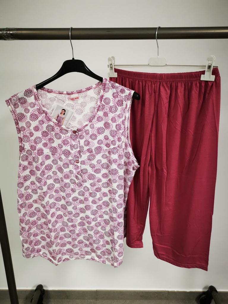 Pyjama Tank top + pantacourt "Pissenlit" Rose