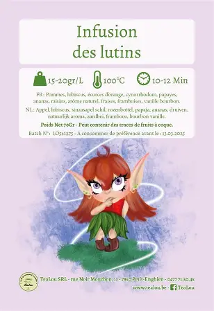 Infusion lutins bonbon framboise et vanille 70gr 