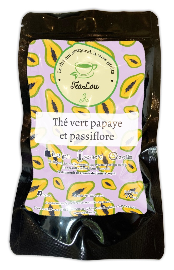 Thé vert papaye et passiflore