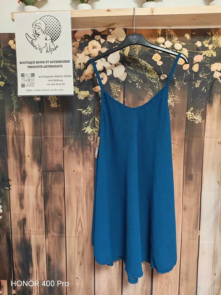 Top fluide "Anita" bleu canard