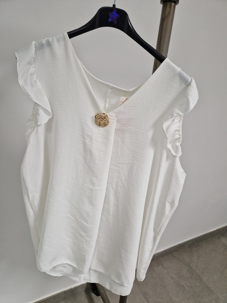Blouse "Maya" broche dorée Blanc