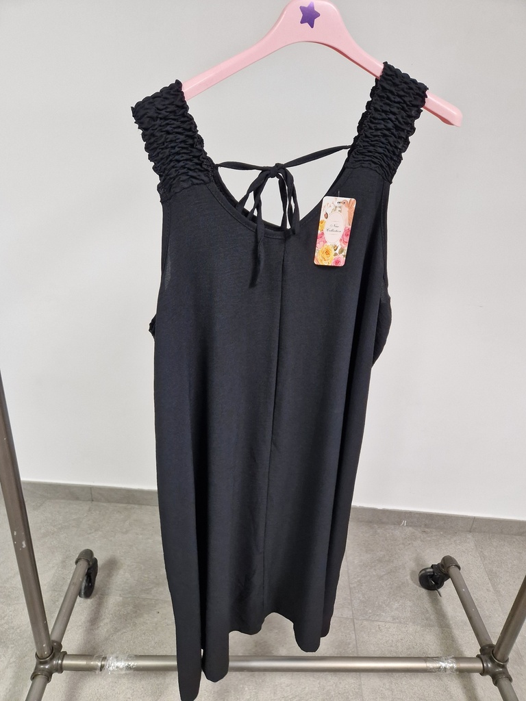 Robe unie bretelle large "Livie" Noire