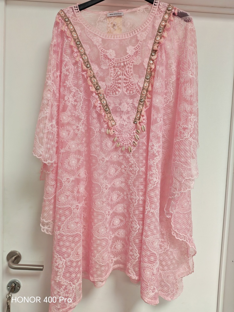 Paréo-blouse "Denteline" rose
