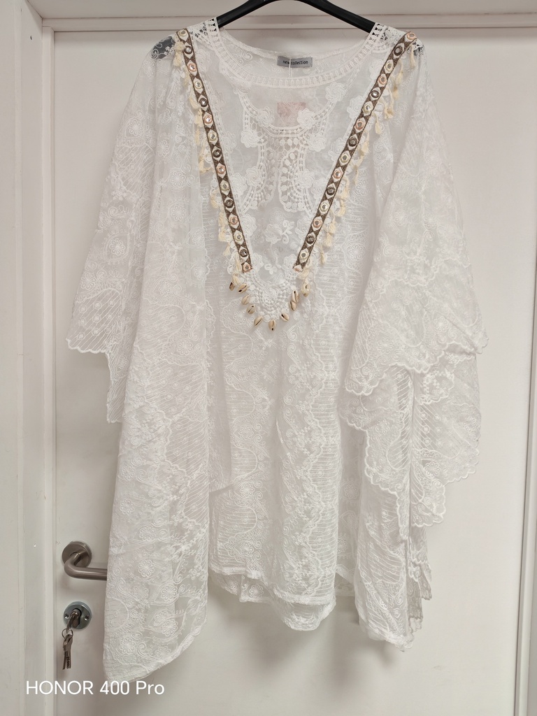 Paréo-blouse "Denteline" blanc