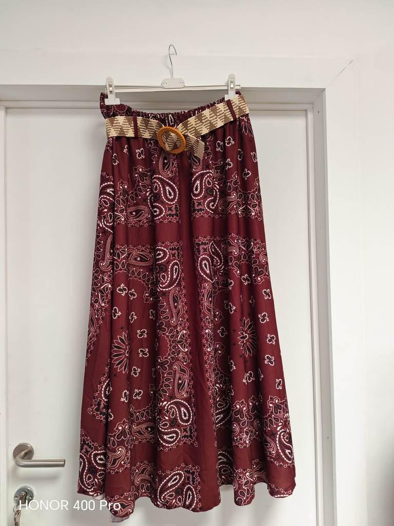 Jupe longue bandana bordeaux